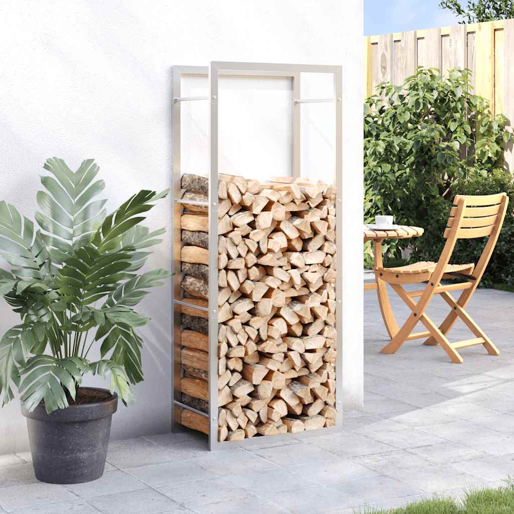 vidaXL Ραφιέρα Καυσόξυλων 50x28x132 εκ. από Ανοξείδωτο ατσάλι
