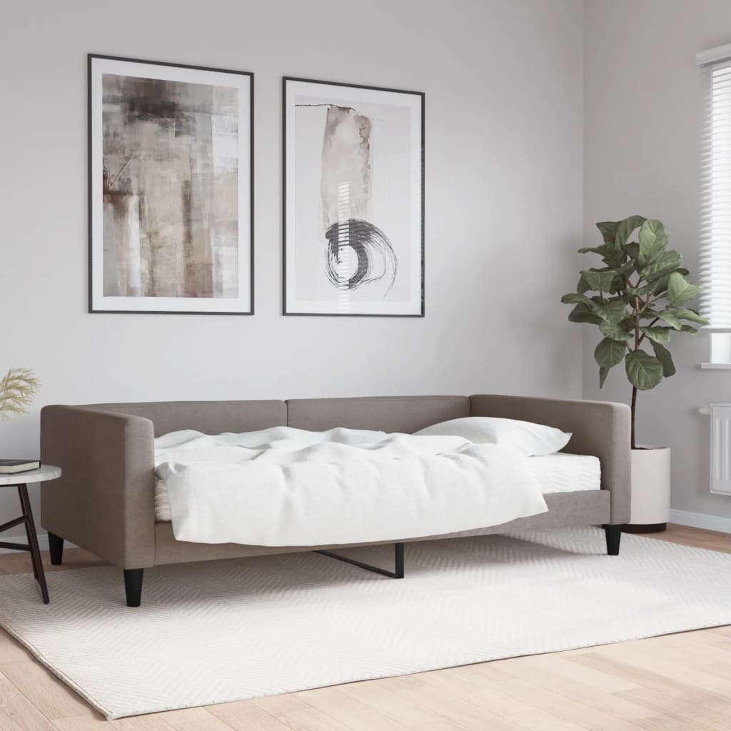 vidaXL Καναπές Κρεβάτι με Στρώμα Taupe 100 x 200 εκ. Υφασμάτινο