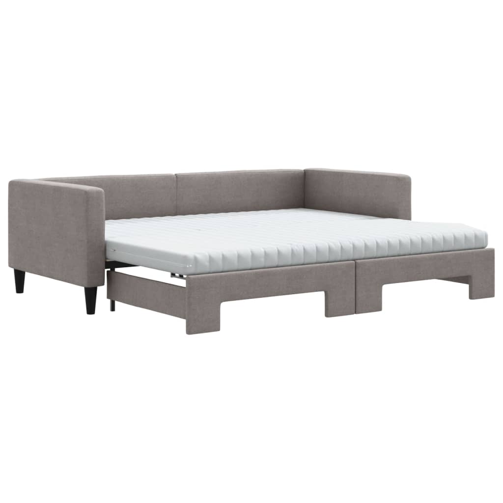 vidaXL Καναπές Κρεβάτι Συρόμενος Taupe 90x200 εκ. Ύφασμα Στρώματα