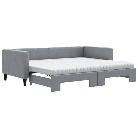 vidaXL Καναπές Κρεβάτι Συρόμενος Αν. Γκρι 90x190 εκ.Ύφασμα Στρώματα