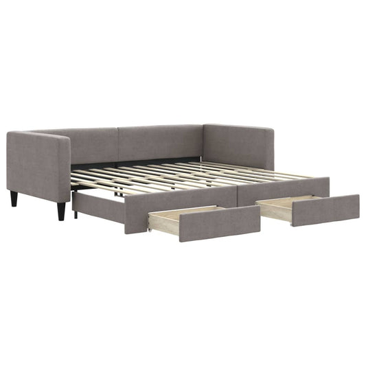 vidaXL Καναπές Κρεβάτι Συρόμενος Taupe 90x200 εκ. Ύφασμα & Συρτάρια