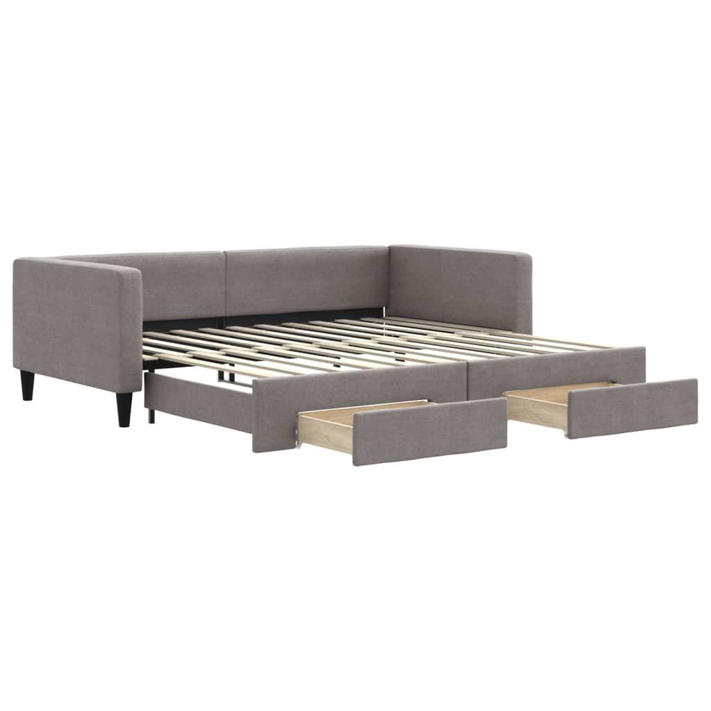 vidaXL Καναπές Κρεβάτι Συρόμενος Taupe 100x200εκ. Υφασμάτινος Συρτάρια