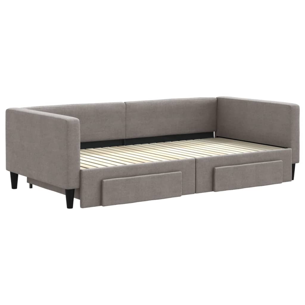 vidaXL Καναπές Κρεβάτι Συρόμενος Taupe 100x200εκ. Υφασμάτινος Συρτάρια