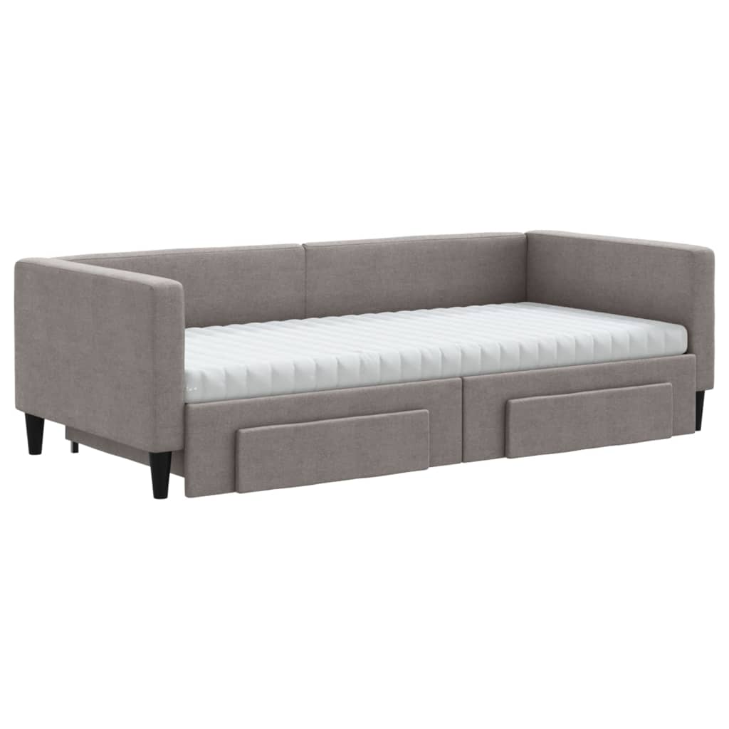 vidaXL Καναπές Κρεβάτι Συρόμενος Taupe 90x200 εκ. Ύφασμα & Συρτάρια