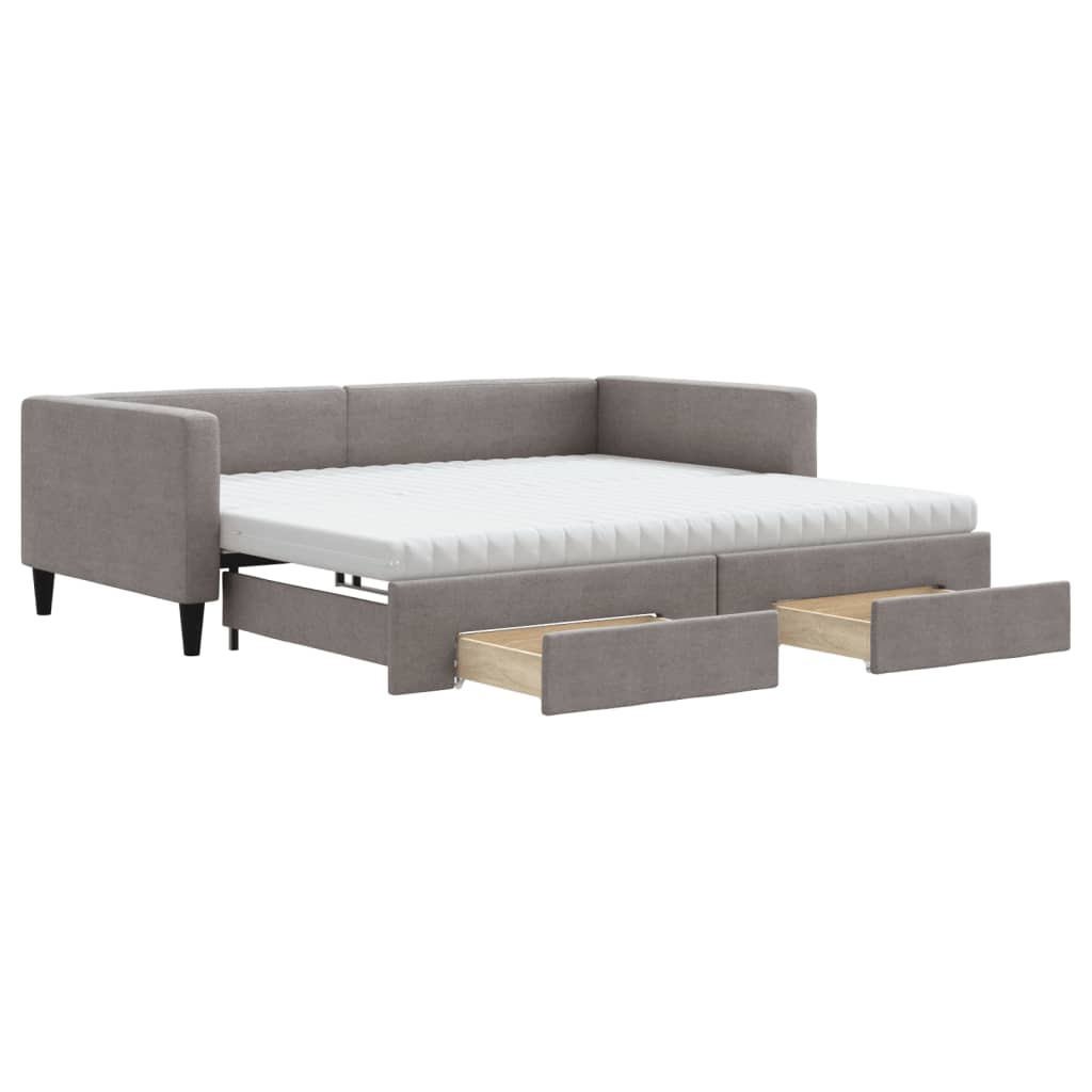 vidaXL Καναπές Κρεβάτι Συρόμενος Taupe 100x200εκ. Υφασμάτινος Συρτάρια