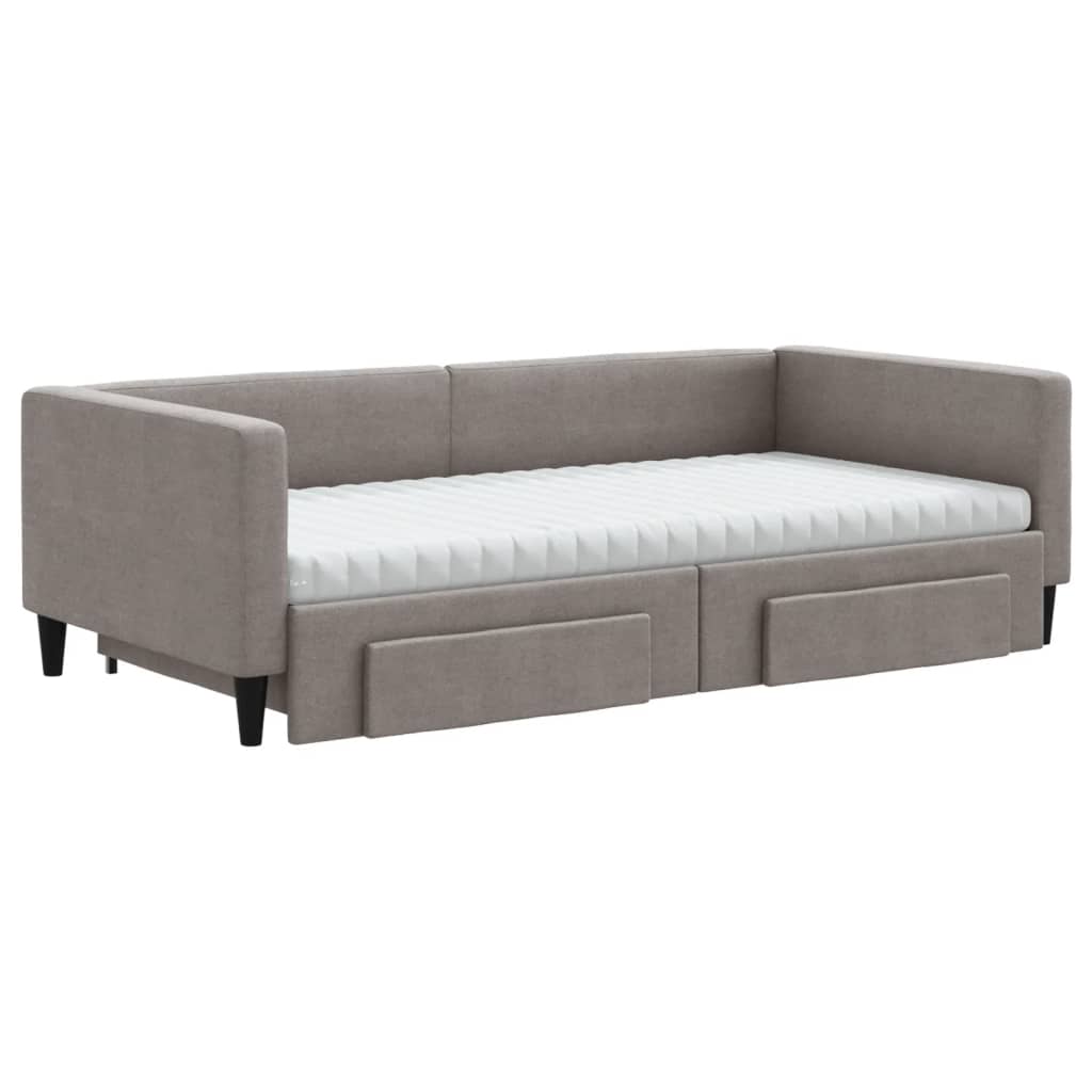 vidaXL Καναπές Κρεβάτι Συρόμενος Taupe 100x200εκ. Υφασμάτινος Συρτάρια