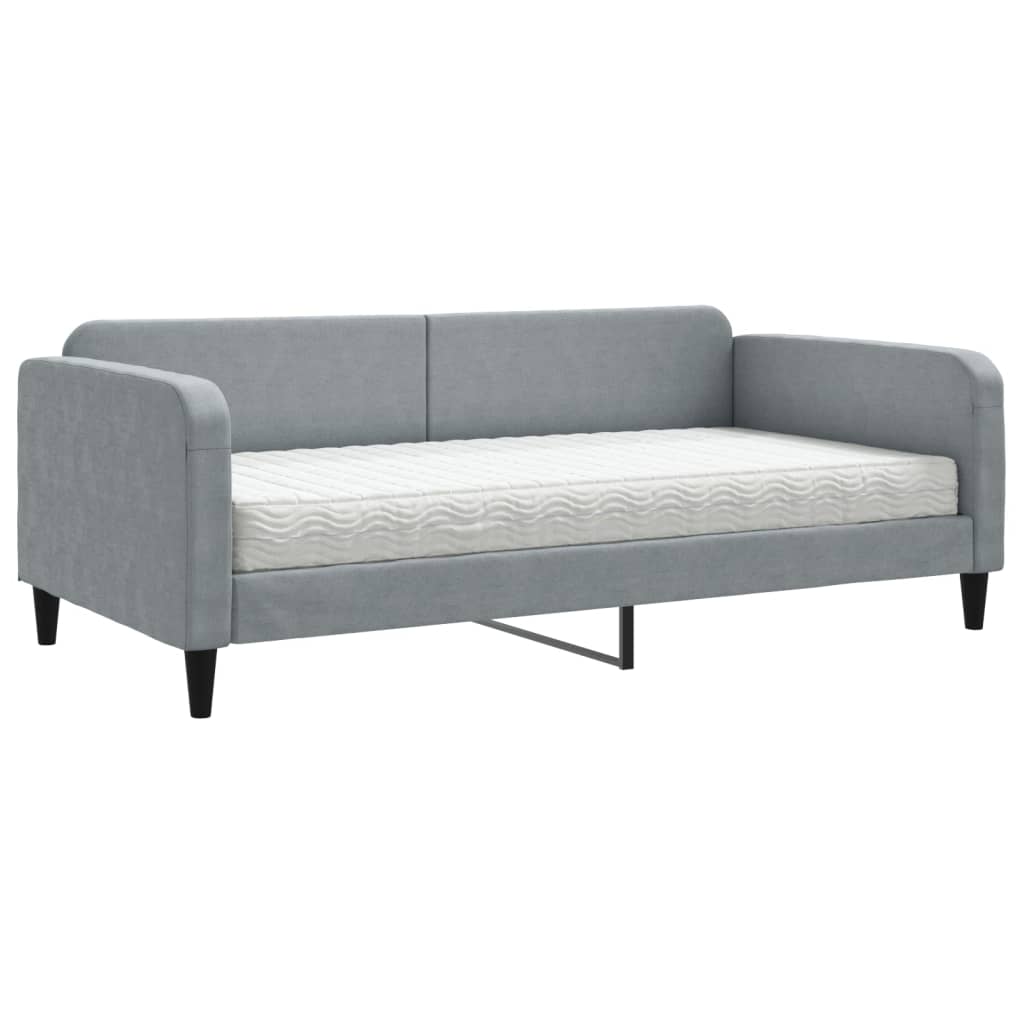 vidaXL Καναπές Κρεβάτι με Στρώμα Ανοιχτό Γκρι 100 x 200 εκ. Υφασμάτινο