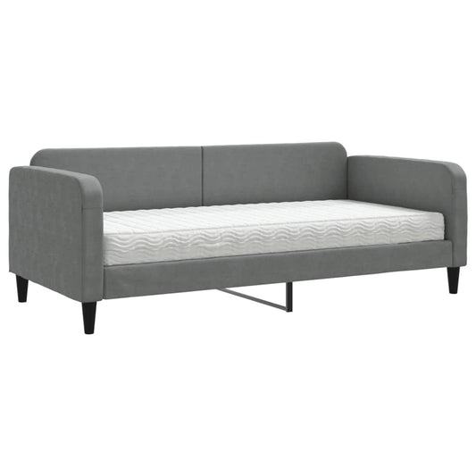 vidaXL Καναπές Κρεβάτι με Στρώμα Σκούρο Γκρι 90 x 190 εκ. Υφασμάτινο