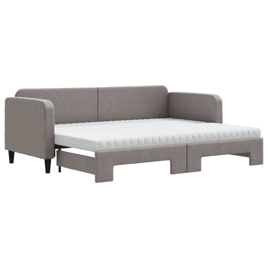 vidaXL Καναπές Κρεβάτι Συρόμενος Taupe 80x200 εκ. Υφασμάτινος Στρώματα