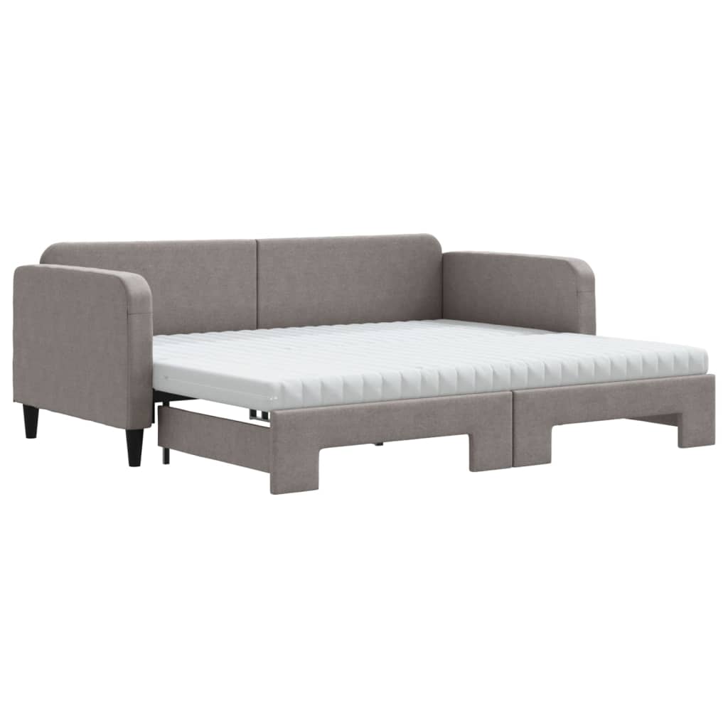 vidaXL Καναπές Κρεβάτι Συρόμενος Taupe 90x200 εκ. Ύφασμα Στρώματα