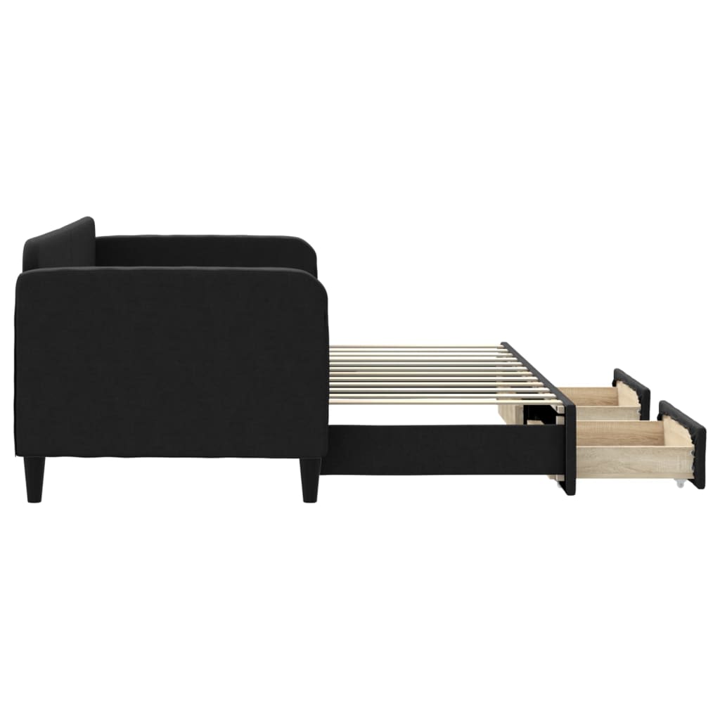 vidaXL Καναπές Κρεβάτι Συρόμενος Μαύρος 80x200 εκ Υφασμάτινος Συρτάρια