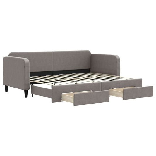 vidaXL Καναπές Κρεβάτι Συρόμενος Taupe 80x200 εκ. Υφασμάτινος Συρτάρια