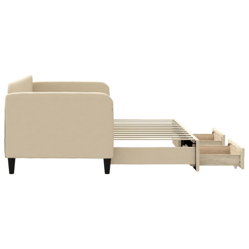 vidaXL Καναπές Κρεβάτι Συρόμενος Κρεμ 80x200 εκ Υφασμάτινος & Συρτάρια