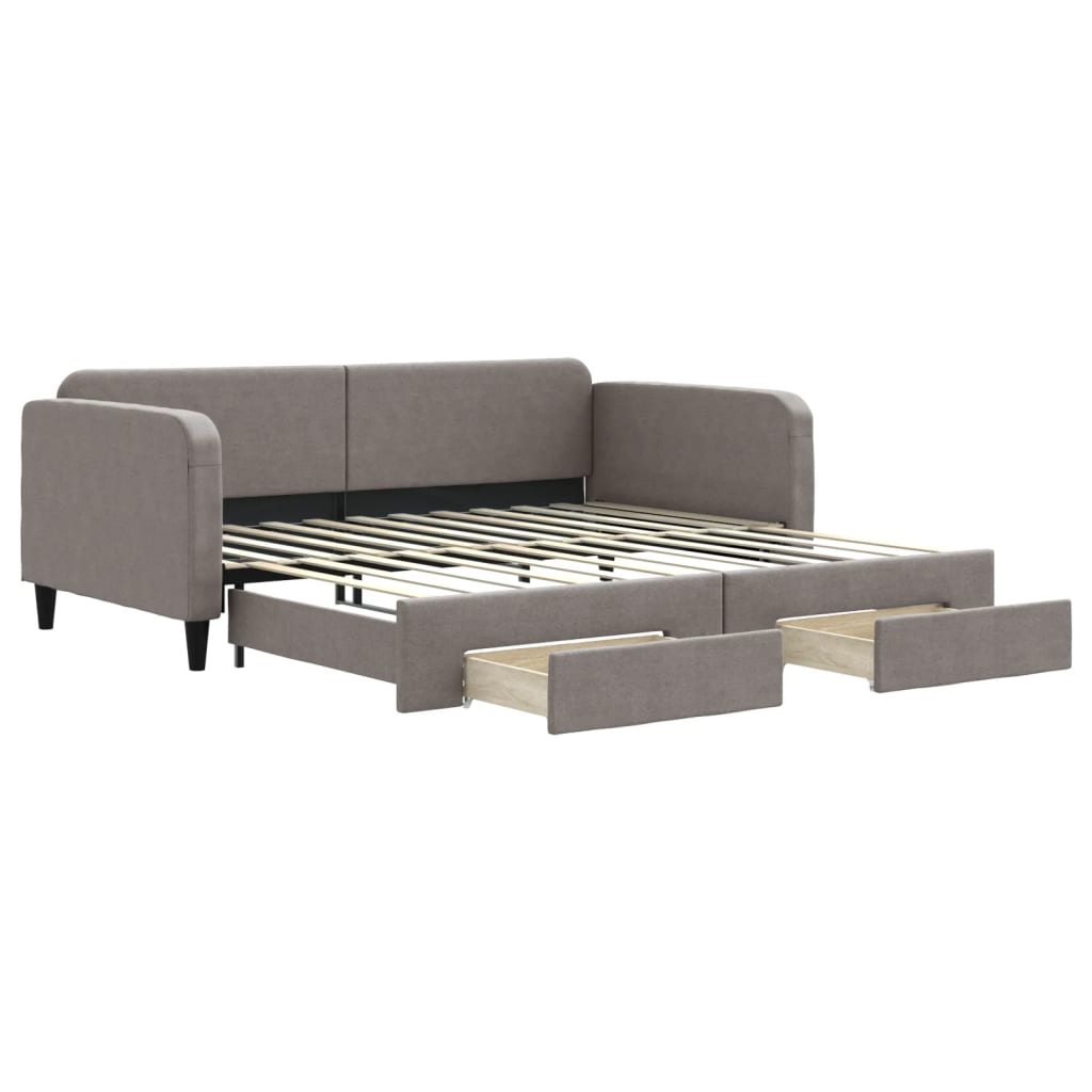 vidaXL Καναπές Κρεβάτι Συρόμενος Taupe 100x200εκ. Υφασμάτινος Συρτάρια