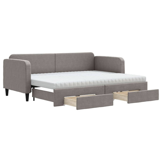 vidaXL Καναπές Κρεβάτι Συρόμενος Taupe 80x200 εκ. Υφασμάτινος Συρτάρια