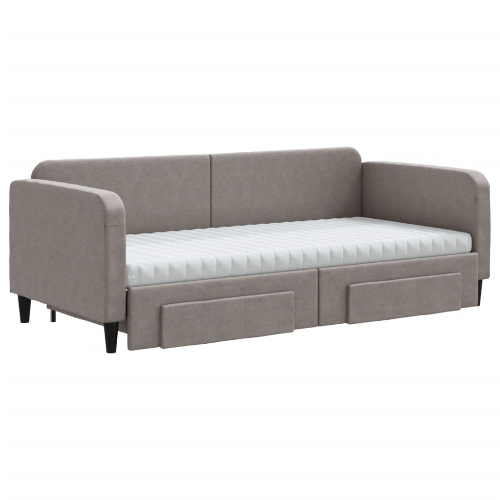 vidaXL Καναπές Κρεβάτι Συρόμενος Taupe 90x200 εκ. Ύφασμα & Συρτάρια
