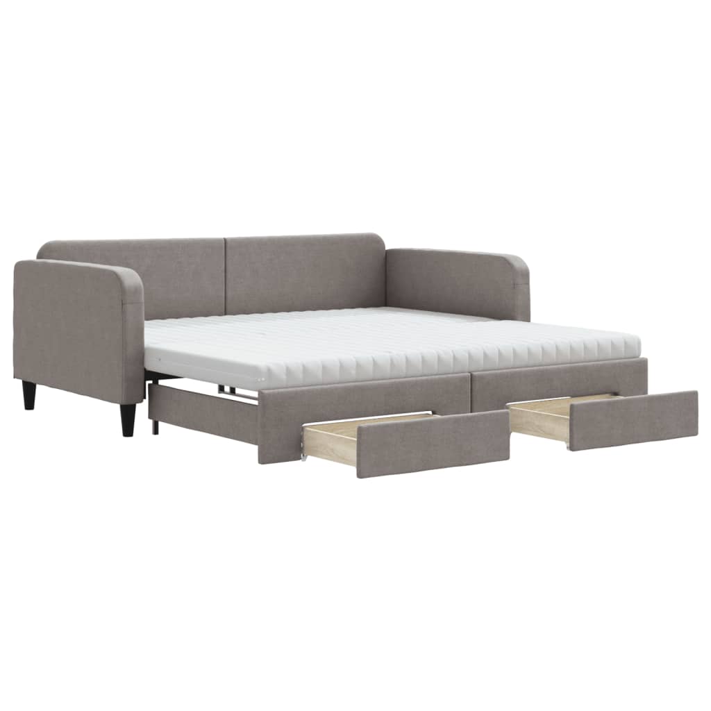 vidaXL Καναπές Κρεβάτι Συρόμενος Taupe 100x200εκ. Υφασμάτινος Συρτάρια