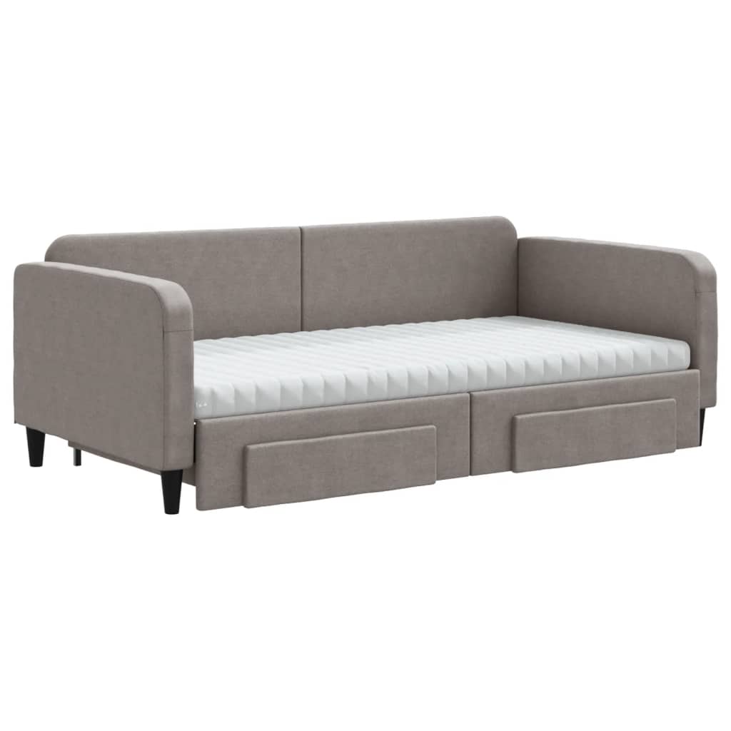 vidaXL Καναπές Κρεβάτι Συρόμενος Taupe 100x200εκ. Υφασμάτινος Συρτάρια