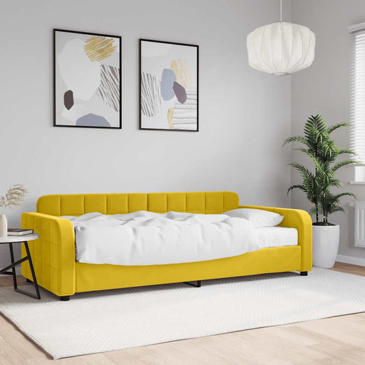 vidaXL Καναπέ Κρεβάτι με Στρώμα Κίτρινο 90 x 200 εκ. Βελούδινος