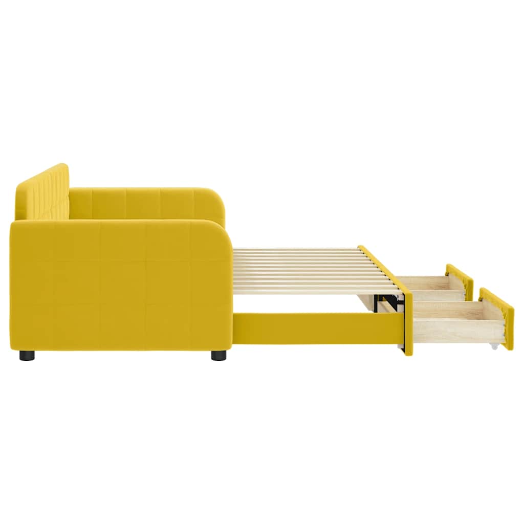 vidaXL Καναπές Κρεβάτι Συρόμενος Κίτρινο 80x200εκ. Βελούδινος Συρτάρια