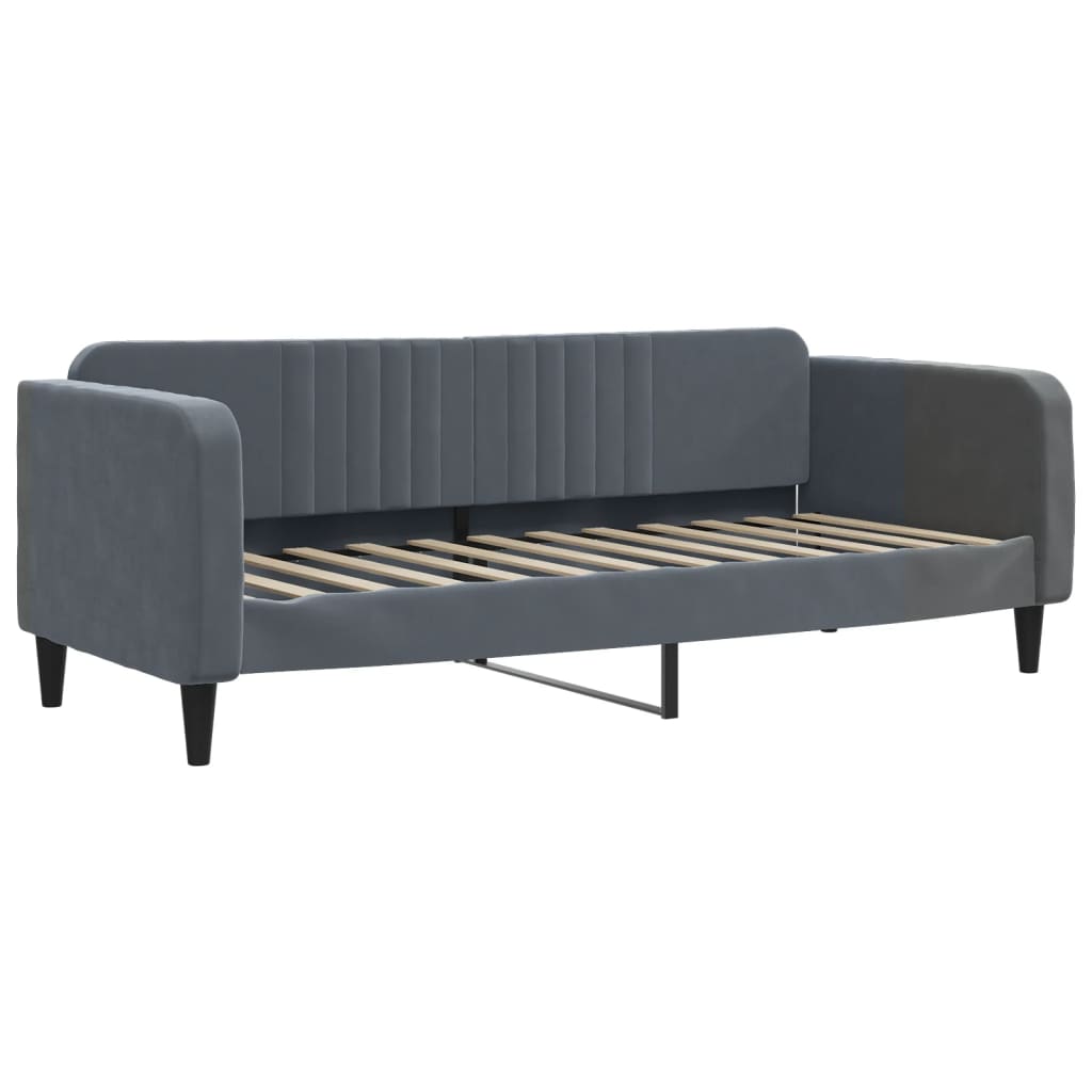 vidaXL Κρεβάτι ημέρας με στρώμα σκούρο γκρι 90x190 cm Βελούδο