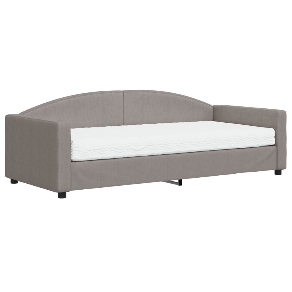 vidaXL Καναπές Κρεβάτι με Στρώμα Taupe 90 x 200 εκ. Υφασμάτινο
