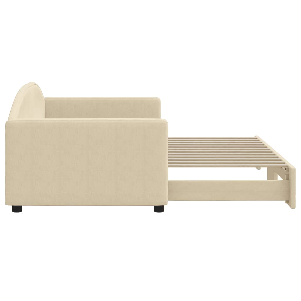 vidaXL Καναπές Κρεβάτι Συρόμενος Κρεμ 90 x 200 εκ. Ύφασμα