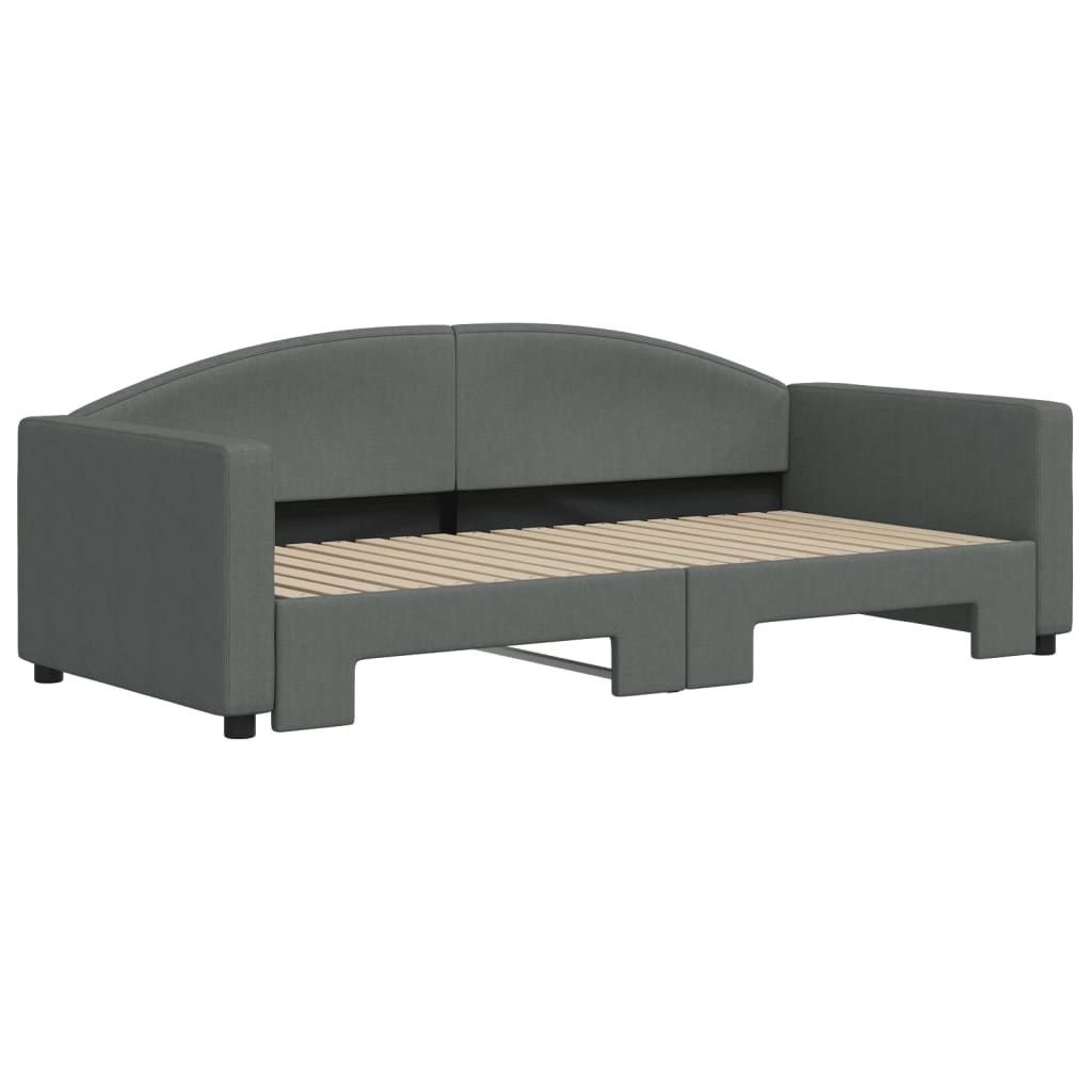 vidaXL Καναπές Κρεβάτι Συρόμενος Σκούρο Γκρι 90 x 190 εκ. Ύφασμα