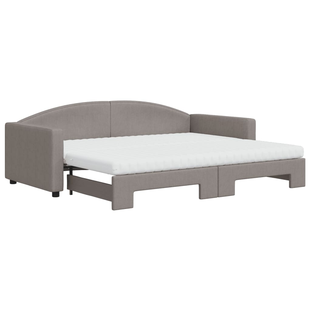 vidaXL Καναπές Κρεβάτι Συρόμενος Taupe 90x200 εκ. Ύφασμα Στρώματα