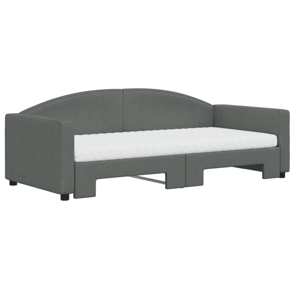 vidaXL Καναπές Κρεβάτι Συρόμενος Σκούρο γκρι 90x190 εκ Ύφασμα Στρώματα