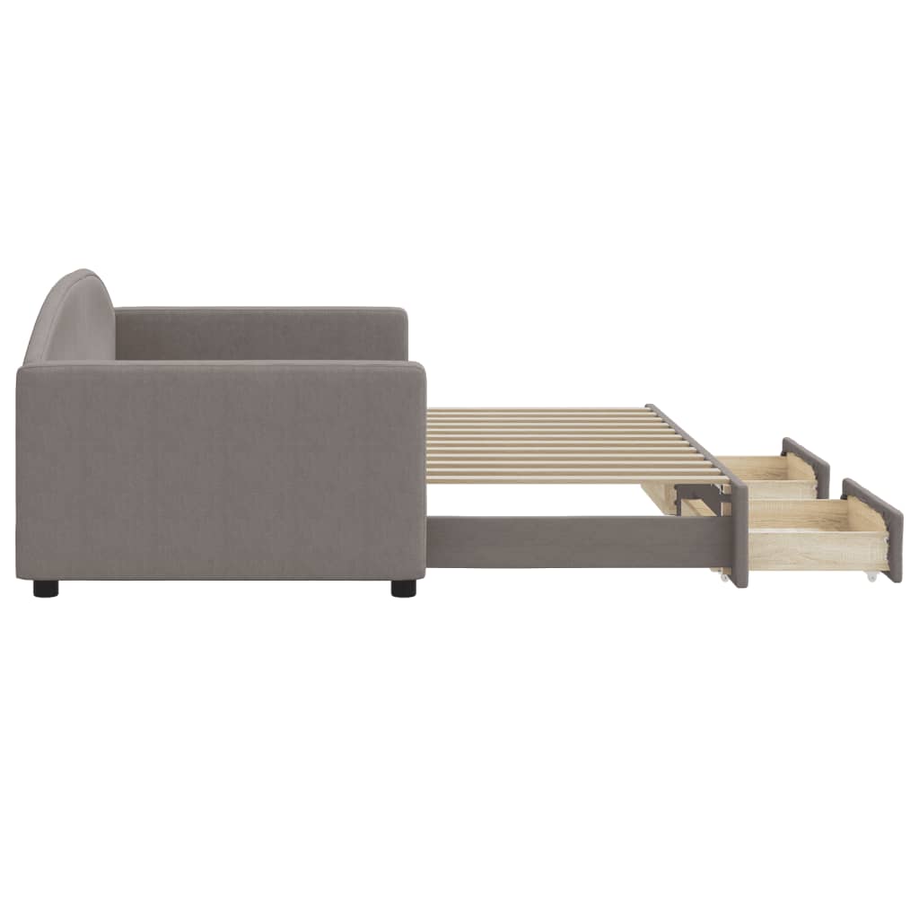 vidaXL Καναπές Κρεβάτι Συρόμενος Taupe 90x200 εκ. Ύφασμα & Συρτάρια