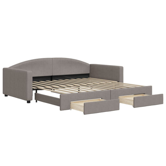 vidaXL Καναπές Κρεβάτι Συρόμενος Taupe 100x200εκ. Υφασμάτινος Συρτάρια