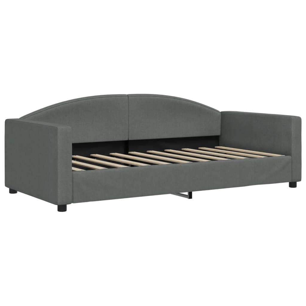 vidaXL Καναπές Κρεβάτι Συρόμενος Σκούρο Γκρι 90x190 εκ Ύφασμα Συρτάρια