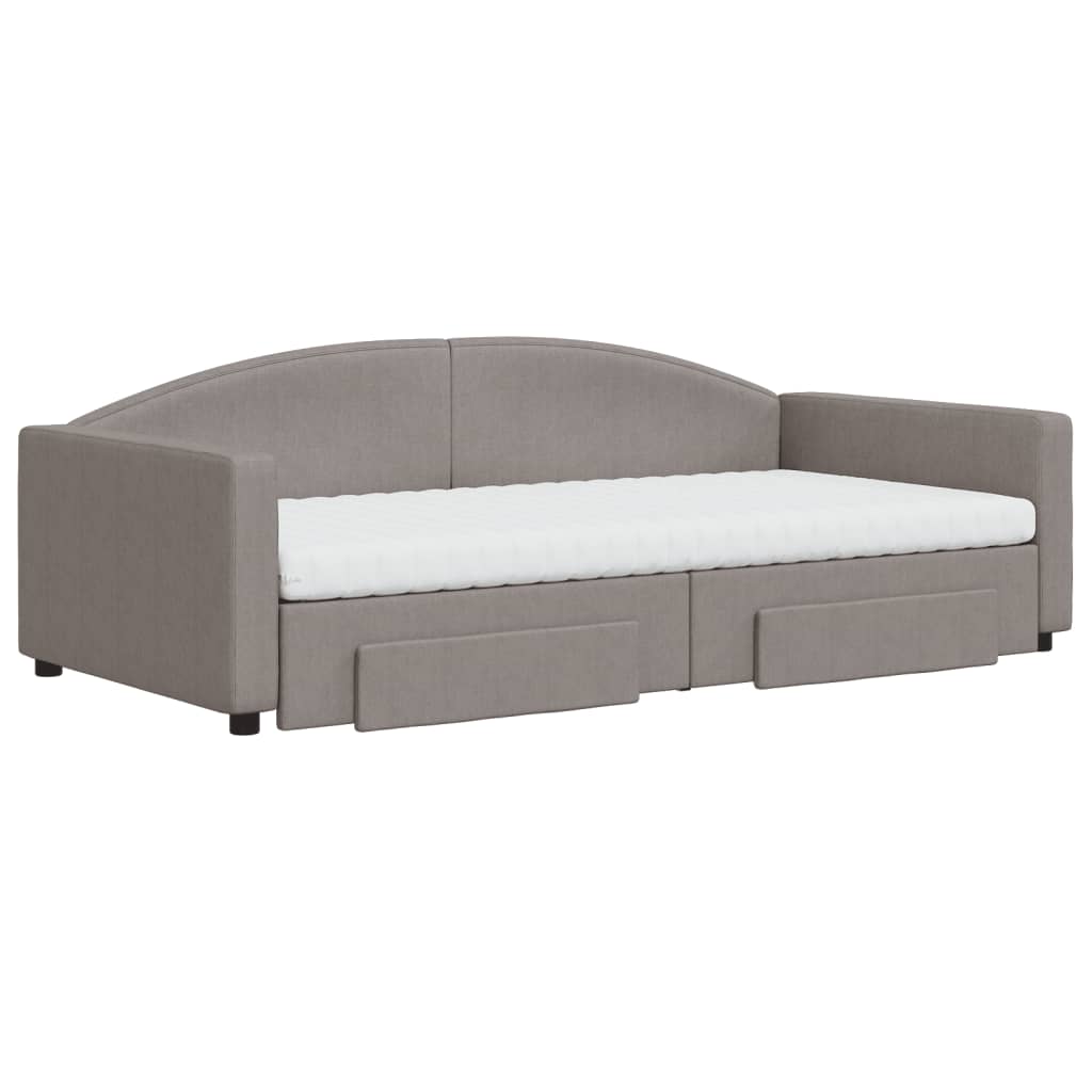 vidaXL Καναπές Κρεβάτι Συρόμενος Taupe 100x200εκ. Υφασμάτινος Συρτάρια