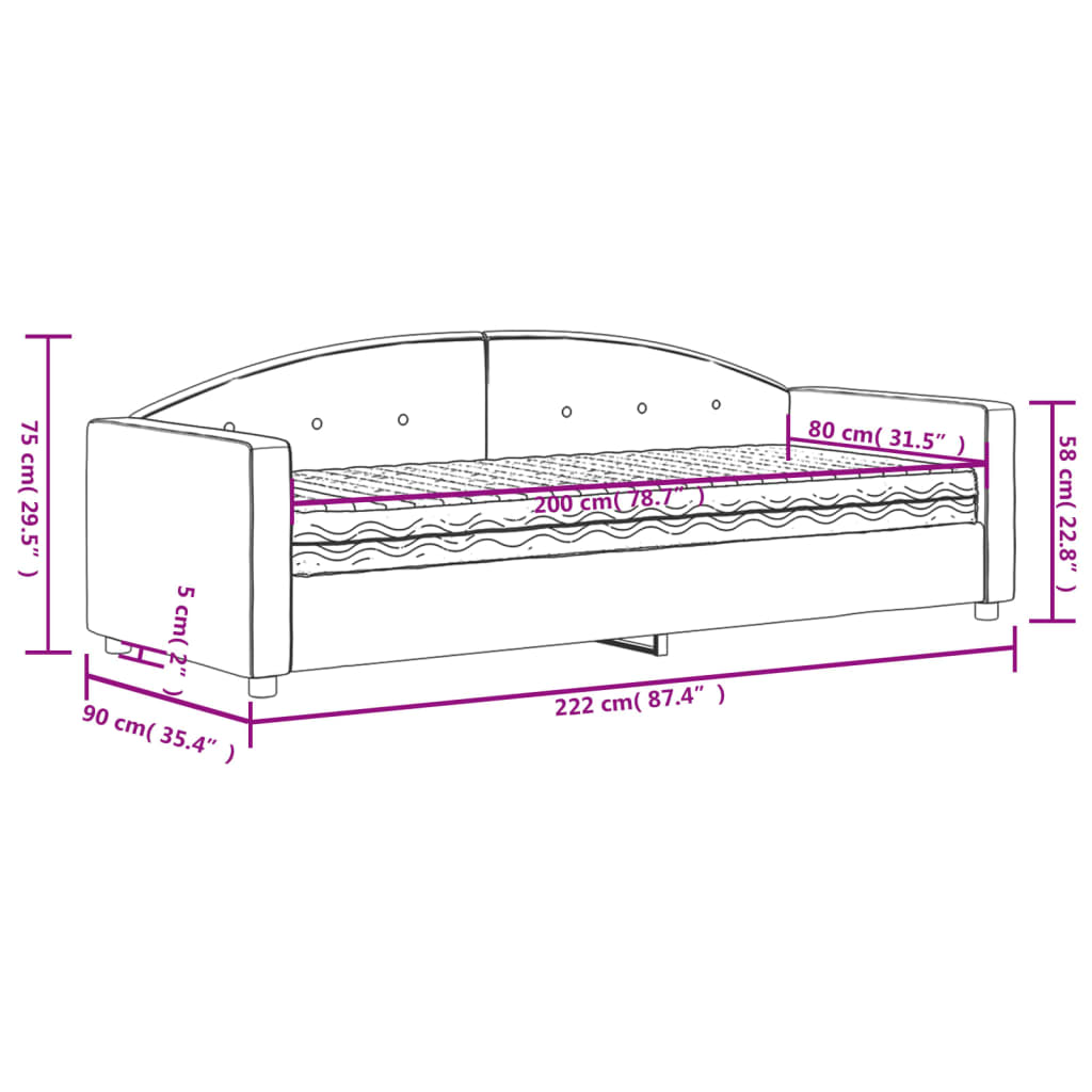 vidaXL Καναπές Κρεβάτι με Στρώμα Μπλε 80 x 200 εκ. Βελούδινος