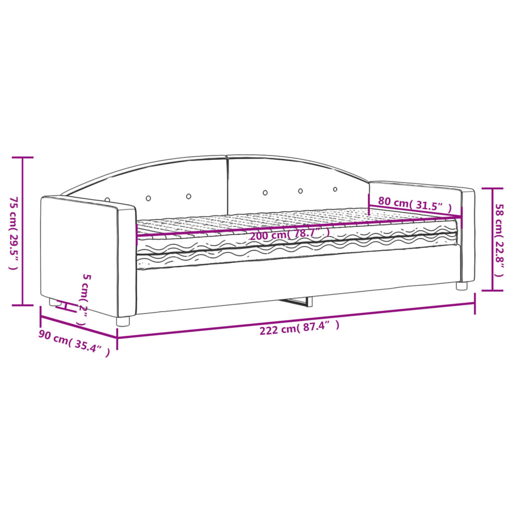 vidaXL Καναπές Κρεβάτι με Στρώμα Ανοιχτό Γκρι 80 x 200 εκ. Βελούδινος