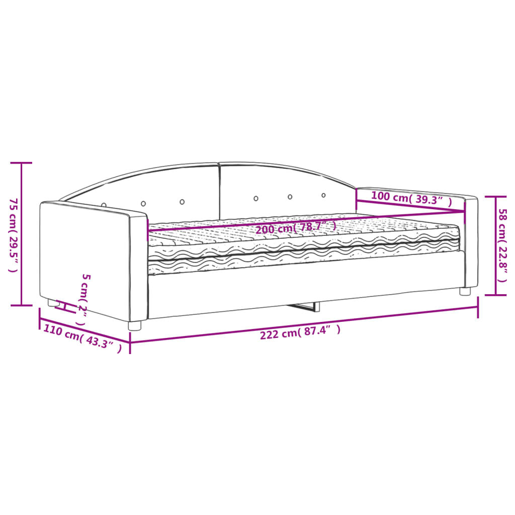 vidaXL Καναπές Κρεβάτι με Στρώμα Ανοιχτό Γκρι 100 x 200 εκ. Βελούδινος