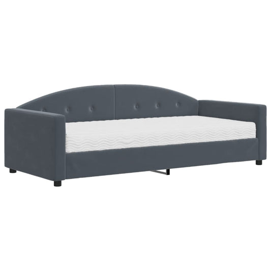 vidaXL Κρεβάτι ημέρας με στρώμα σκούρο γκρι 90x190 cm Βελούδο