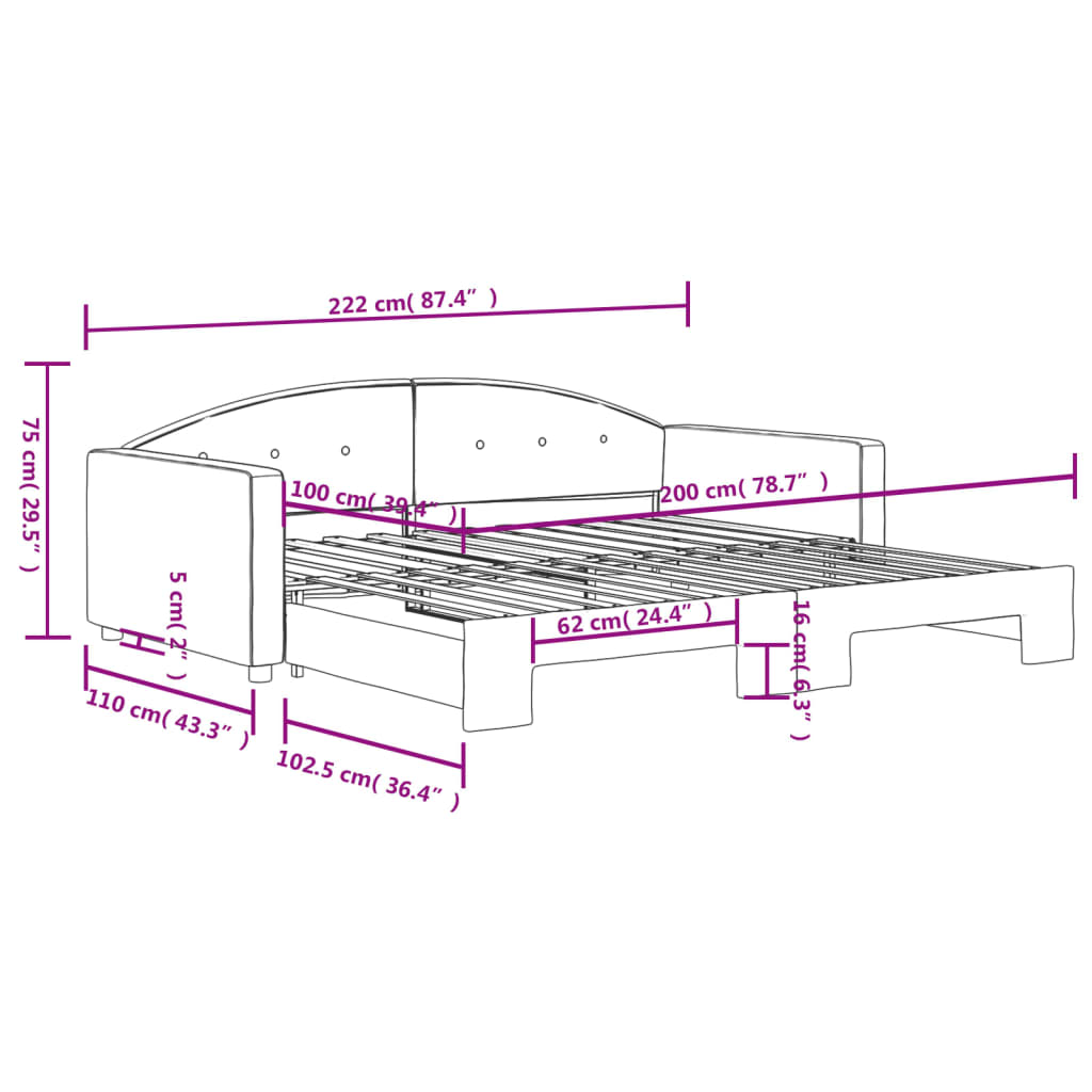 vidaXL Καναπές Κρεβάτι Συρόμενος Ροζ 100x200 εκ. Βελούδινος