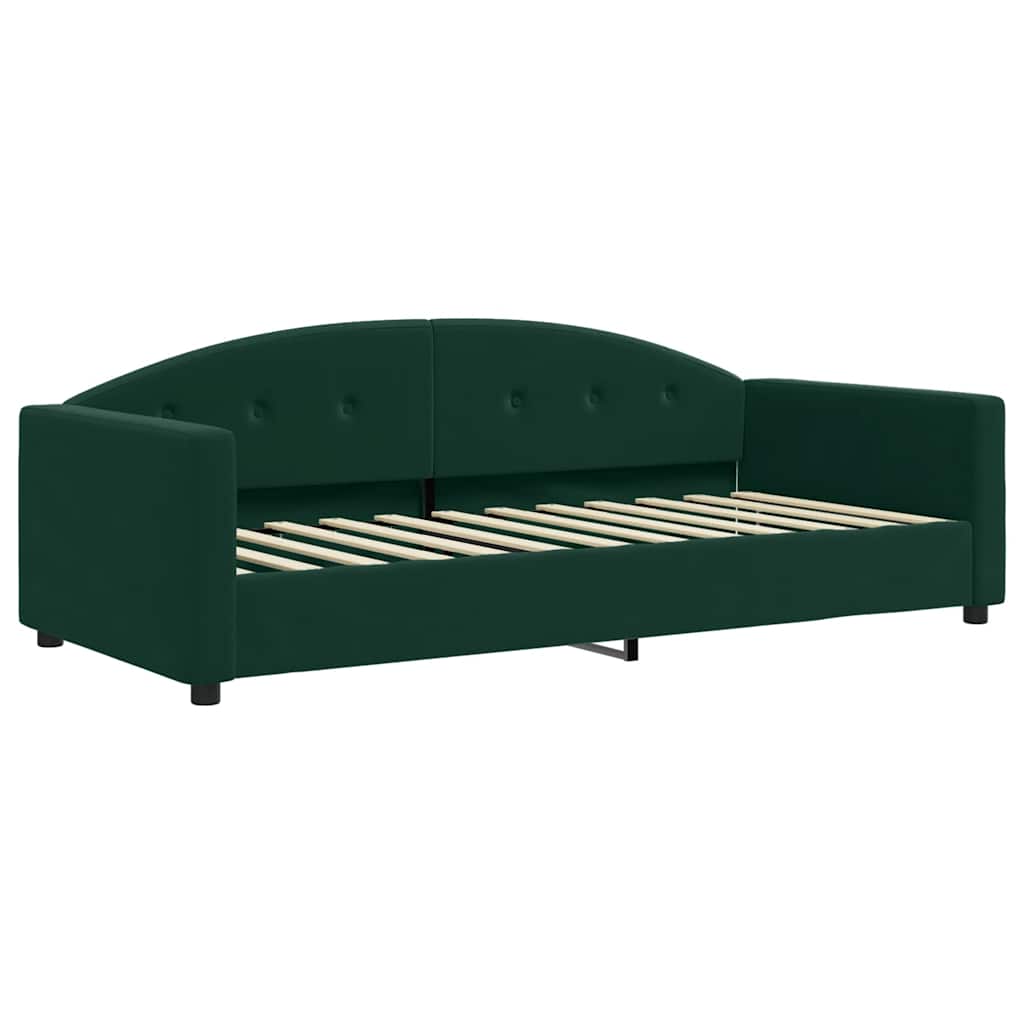 vidaXL Καναπές Κρεβάτι Συρόμενος Σκ. Πράσινο 90x200εκ Βελούδο Στρώματα