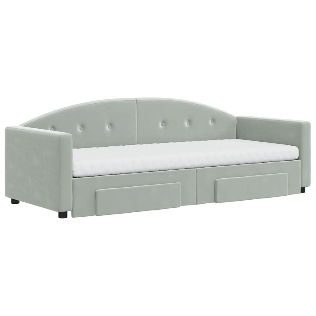 vidaXL Καναπές Κρεβάτι Συρόμενος Αν. Γκρι 80x200εκ Βελούδο Συρτάρια