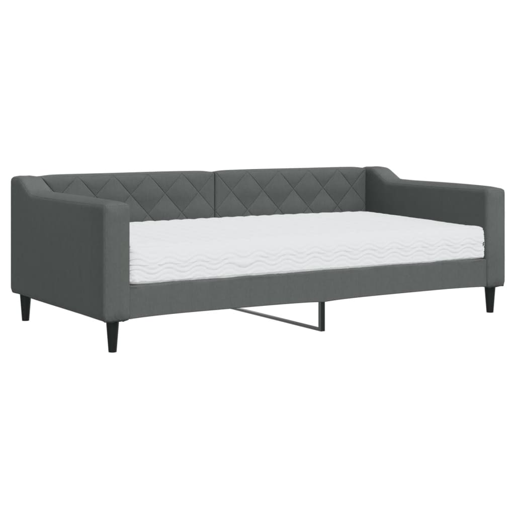 vidaXL Καναπές Κρεβάτι με Στρώμα Σκούρο Γκρι 90 x 190 εκ. Υφασμάτινο