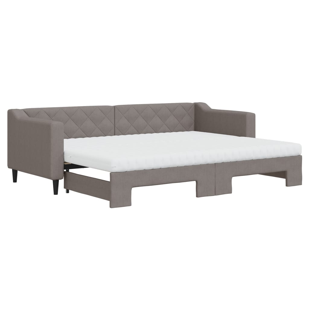 vidaXL Καναπές Κρεβάτι Συρόμενος Taupe 80x200 εκ. Υφασμάτινος Στρώματα