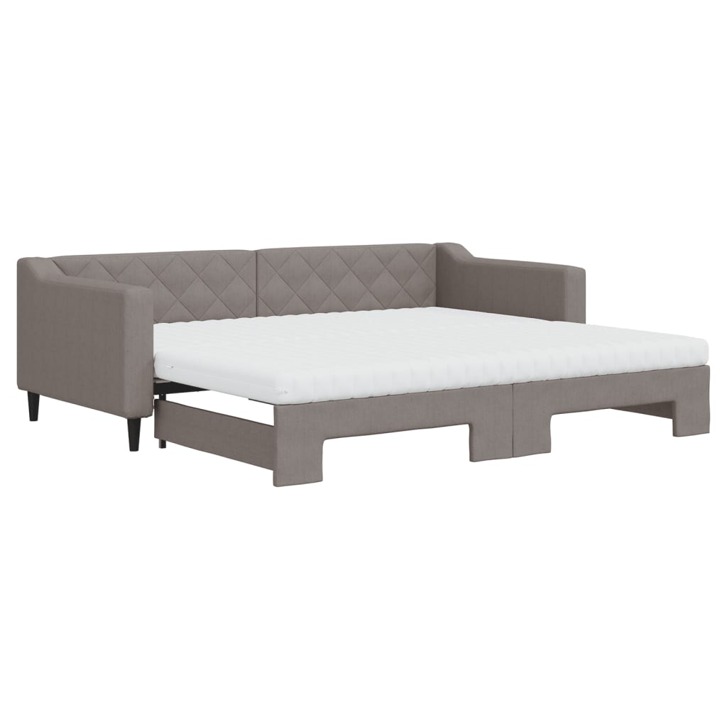 vidaXL Καναπές Κρεβάτι Συρόμενος Taupe 90x200 εκ. Ύφασμα Στρώματα