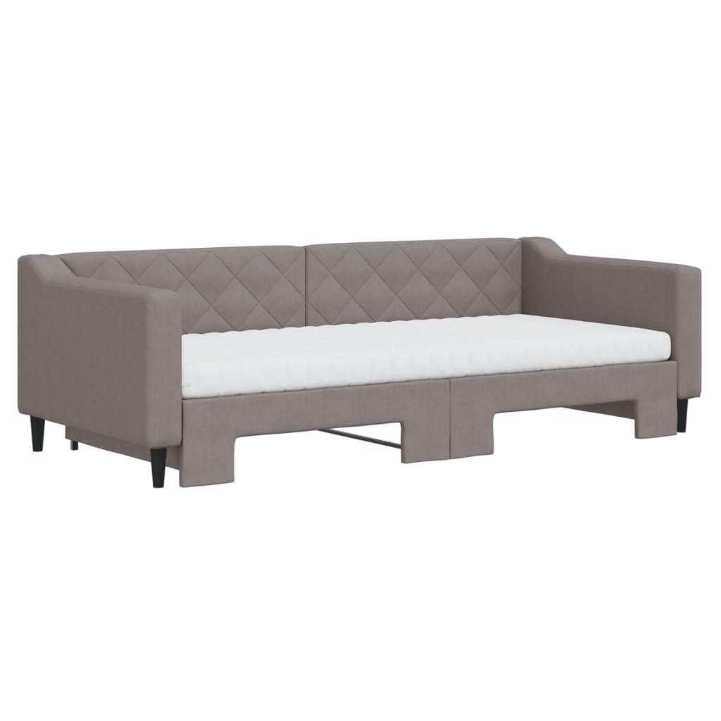 vidaXL Καναπές Κρεβάτι Συρόμενος Taupe 90x200 εκ. Ύφασμα Στρώματα