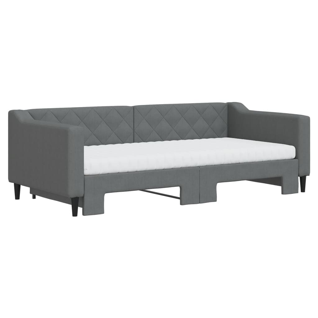 vidaXL Καναπές Κρεβάτι Συρόμενος Σκούρο γκρι 90x190 εκ Ύφασμα Στρώματα