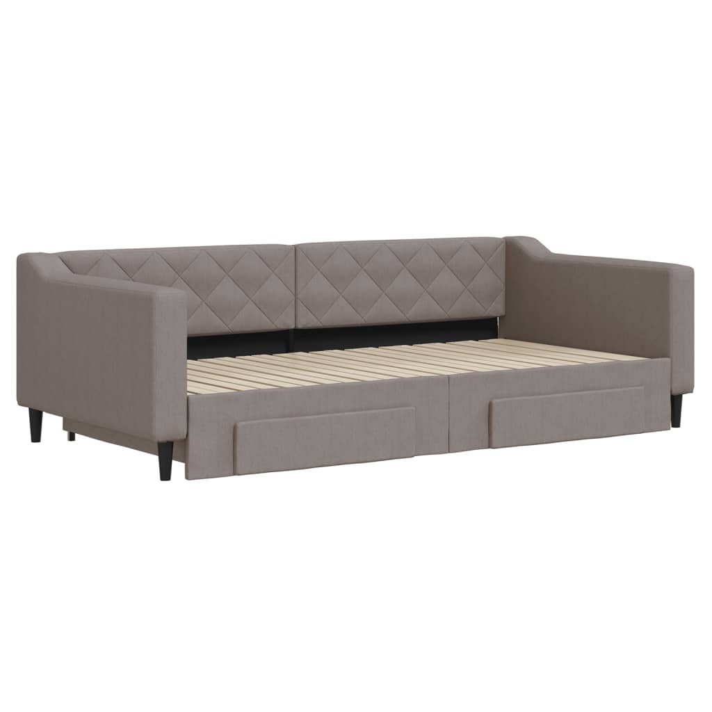 vidaXL Καναπές Κρεβάτι Συρόμενος Taupe 100x200εκ. Υφασμάτινος Συρτάρια