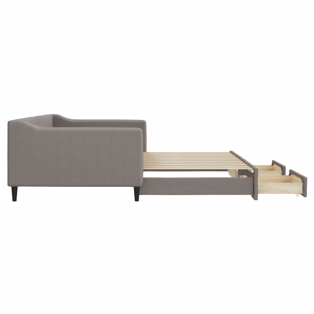 vidaXL Καναπές Κρεβάτι Συρόμενος Taupe 100x200εκ. Υφασμάτινος Συρτάρια
