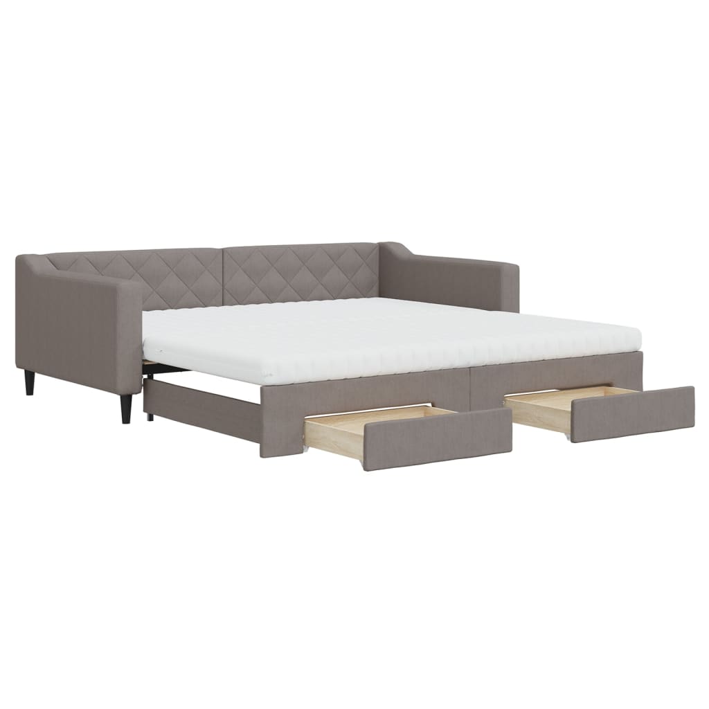 vidaXL Καναπές Κρεβάτι Συρόμενος Taupe 100x200εκ. Υφασμάτινος Συρτάρια