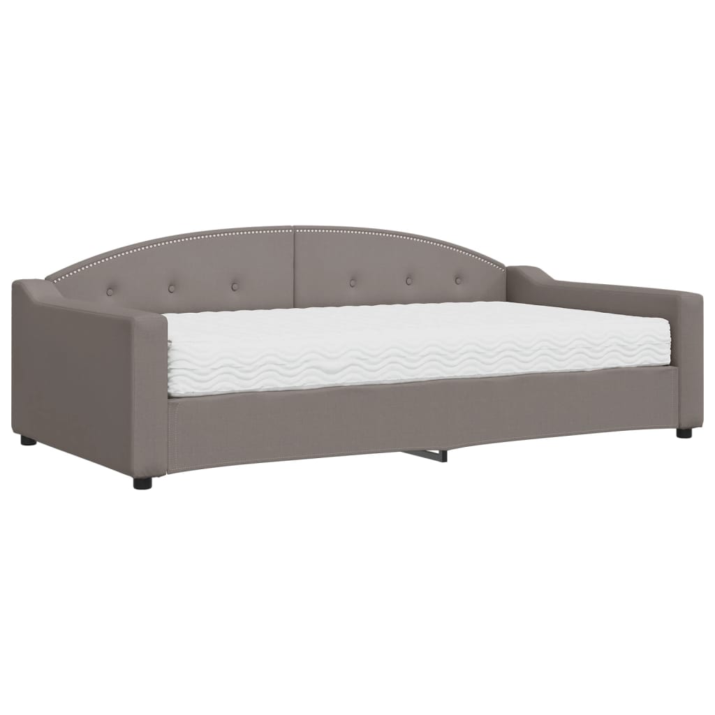 vidaXL Καναπές Κρεβάτι με Στρώμα Taupe 100 x 200 εκ. Υφασμάτινο